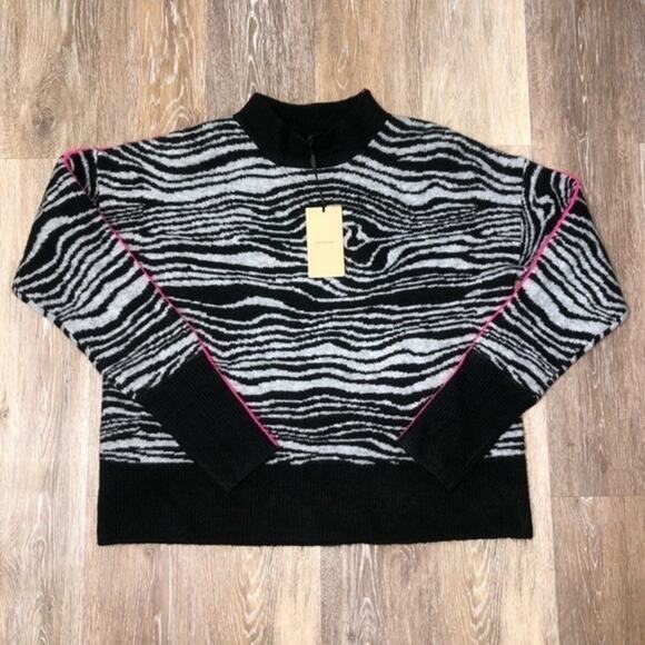 Halogen Swirl Zebra Stripe Mock Neck Sweater Large NWT - Picture 4 of 9